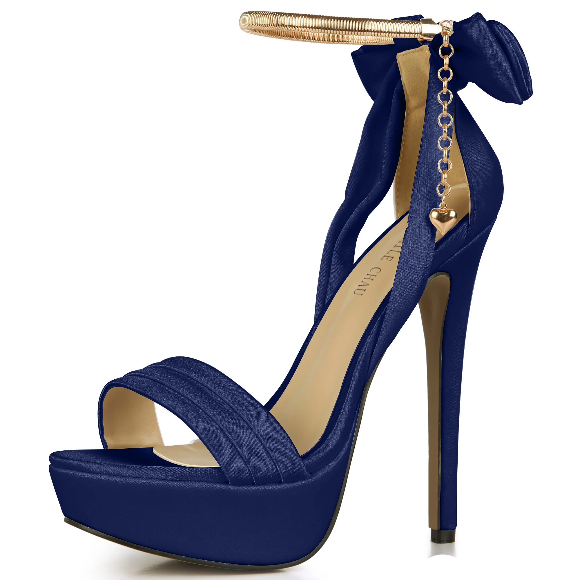 Атласная Свадебная обувь вечеринка цепи Ремешок на щиколотке высоком каблуке