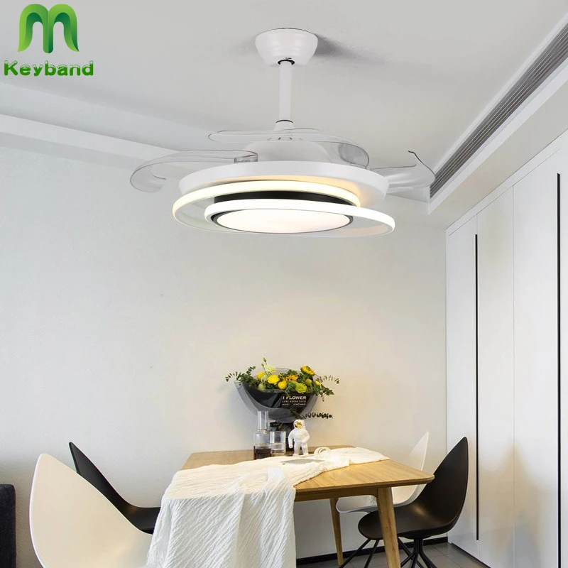 Современный Невидимый потолочный вентилятор с подсветкой и дистанционным