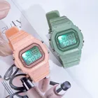 Часы наручные женские с силиконовым ремешком, модные многофункциональные светодиодные электронные спортивные цифровые, розовые