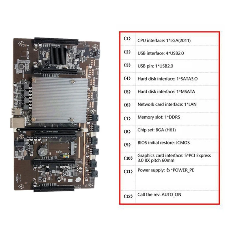 2X BTC Mining Motherboard BTC79X5 V1.0 LGA 2011 DDR3 Supports 32G Pitch Support RTX3060 Graphics Card for Miner | Компьютеры и офис