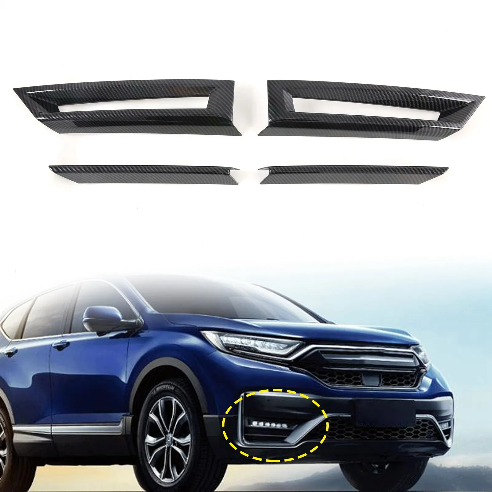 

For Honda CR-V CRV LX 2021+ Carbon Fiber Front Fog Light Lamp Cover Molding Trim