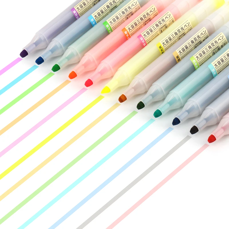 

Soft Color Highlighter Triangle Rod Transparent Silver Fluorescent Color Simple Hand Account Key Marker Pen