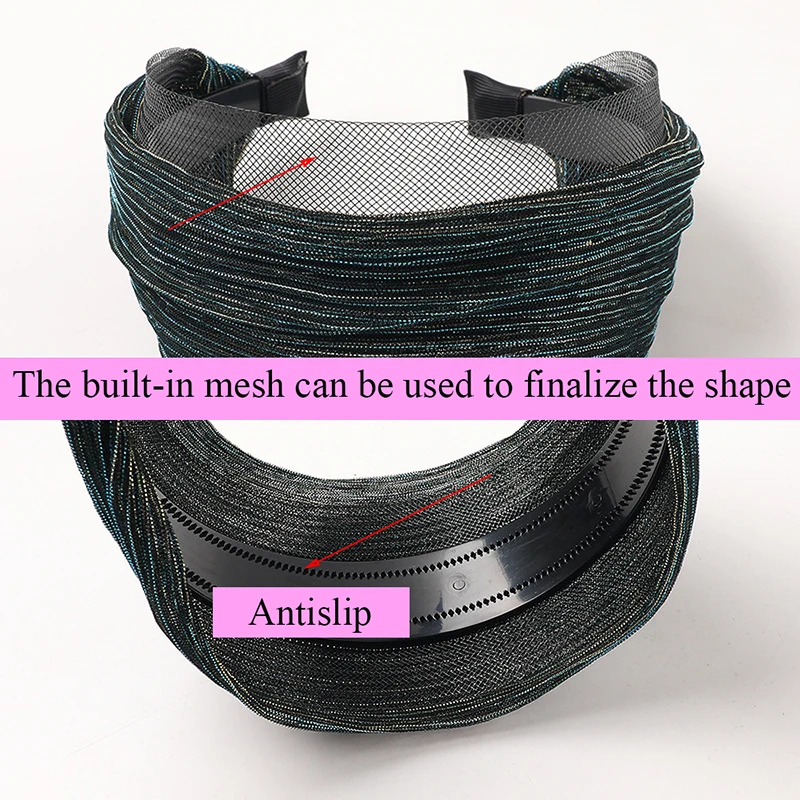 Модные блестящие женские широкие повязки на голову Стрейчевые заколки кружевные