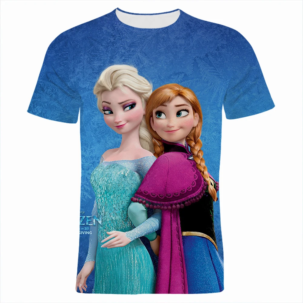 

2021 New Summer Men T Shirt Disney Movie Frozen Cartoon Anime T-shirt For Boy Girl Kids 3D Printed Short Sleeve Women Tee Tops