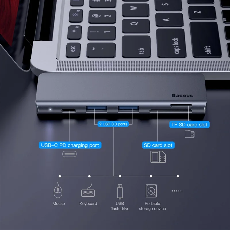 Baseus USB C HUB Type-c to Multi Ports USB 3.0 USB3.0 Type C Power Adapter USB-C HUB Splitter Dock For Macbook Pro Air USBC HAB