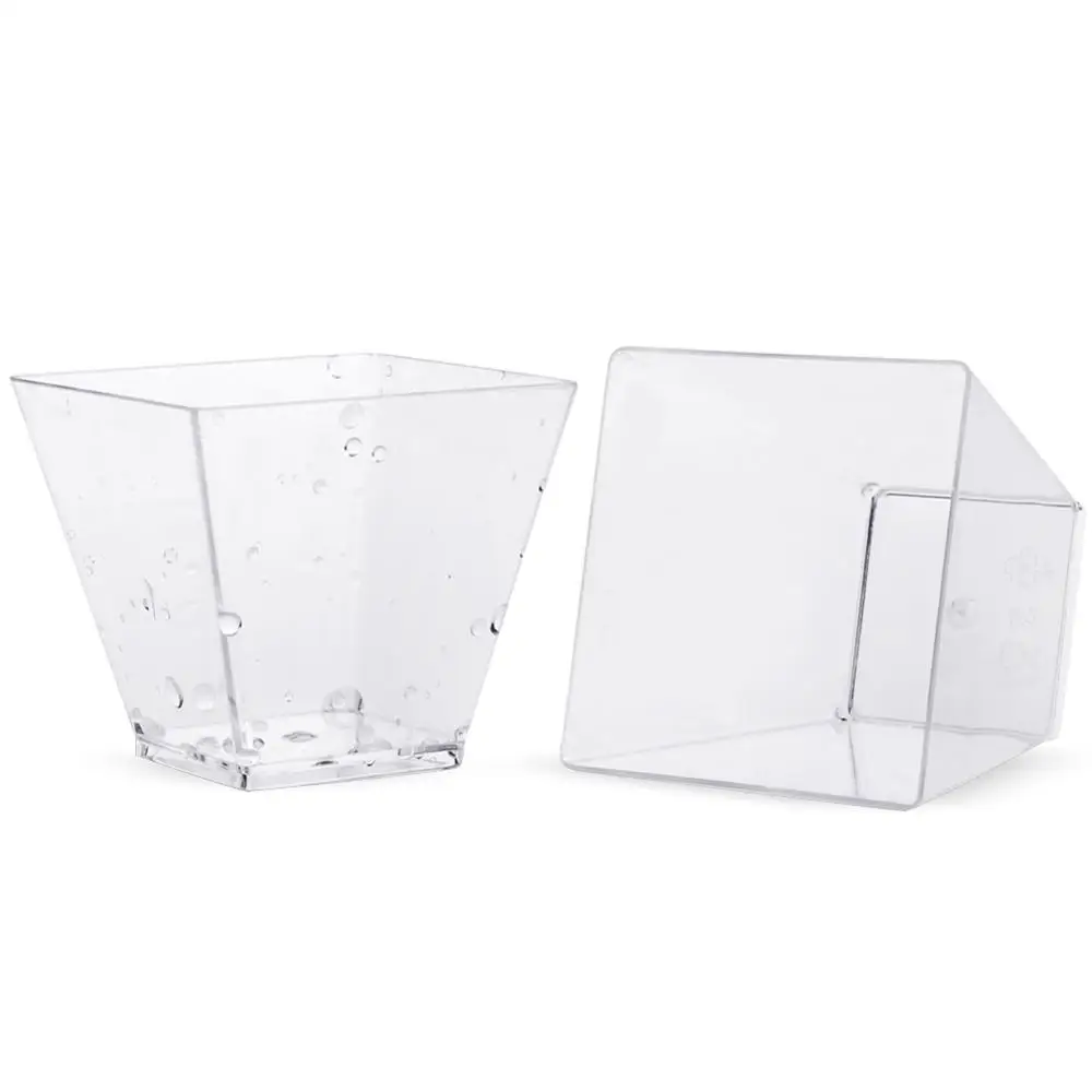 50 шт. одноразовые пластиковые чашки прозрачные трапециевидные пищевые