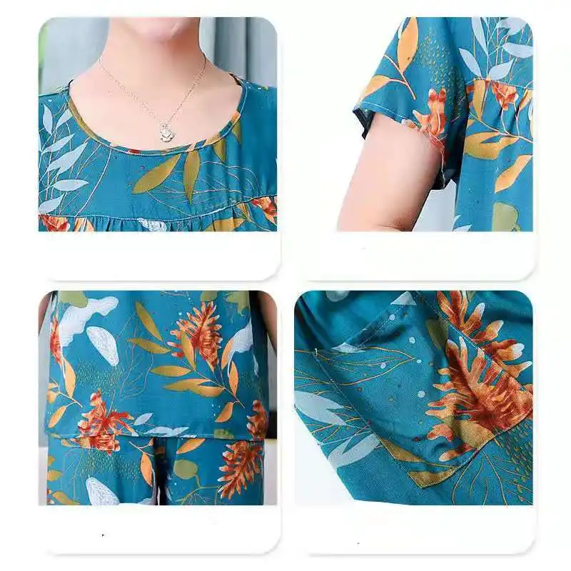 

Cotton silk pants short-sleeved summer pajamas