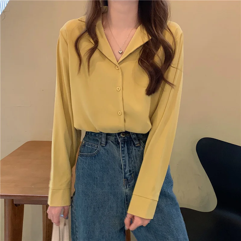 

Temperament Long Sleeve Shirt Female Design Sense of Minority Autumn 2021 New Korean Loose and Thin Casual Top Fashion