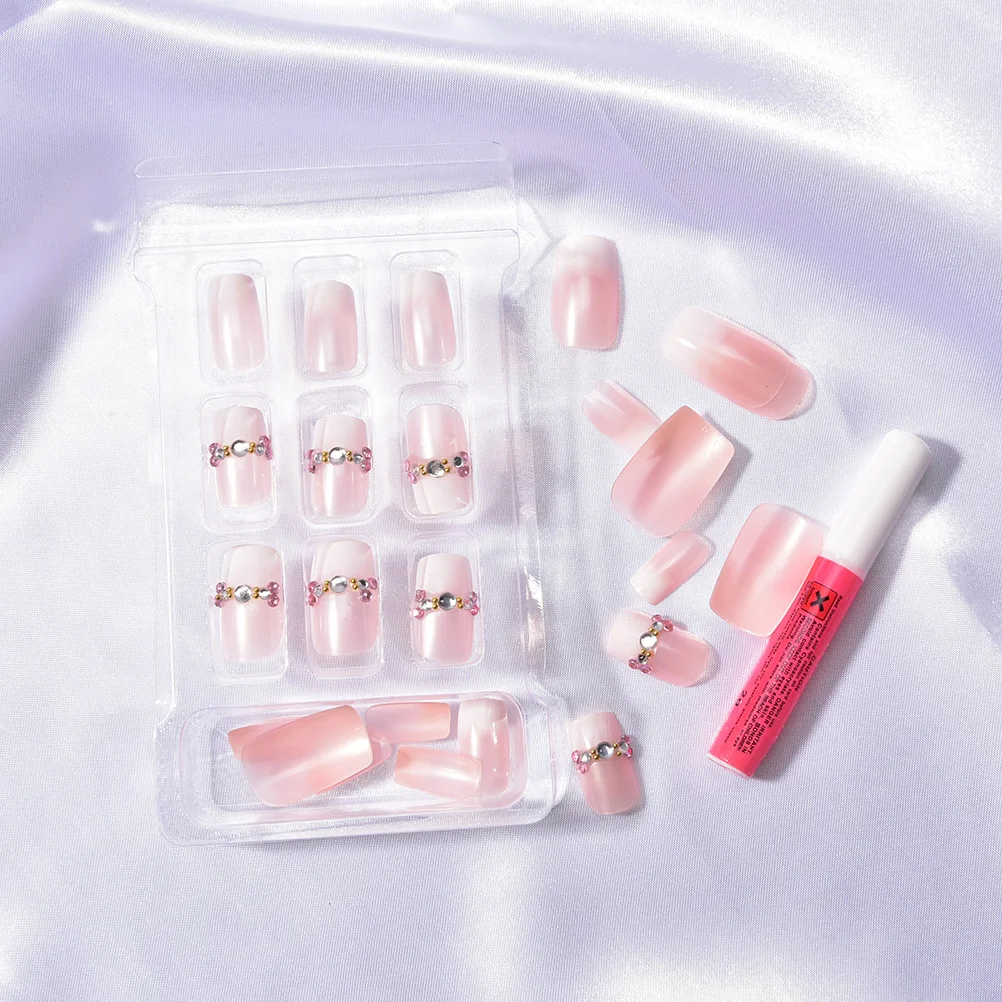 24 шт./компл. милые французские накладные ногти 3D крем телесные розовые однотонные