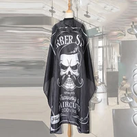 2021 new haircut hairdressing barber cloth skull pattern apron polyester cape hair styling design supplies salon barber gown