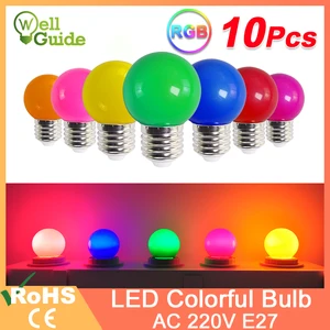 10 шт., светодиодные лампы E27, светодиодные разноцветные Круглые лампы, RGB светильник лампы SMD 2835, фонасветильник 220 В G45, светодиодные лампы для домашнего декора
