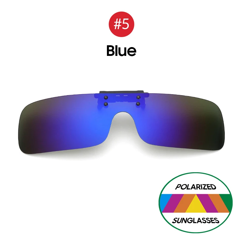 5 Blue VIVIBEE Siamese Мужские квадратные поляризованные очки с клипсой для ночного вождения с желтым поляризационным покрытием женские зажимы в виде солнцезащитных очков для близорукости - Цвет линз: 5 Blue