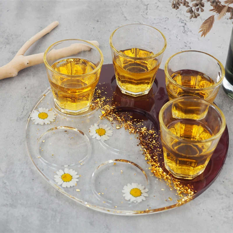 

DIY Resin Crystal Drip Plastic Cup Tray Beer Beverage Wine Beer Rack Coaster Plate Silicone Mirror Mold