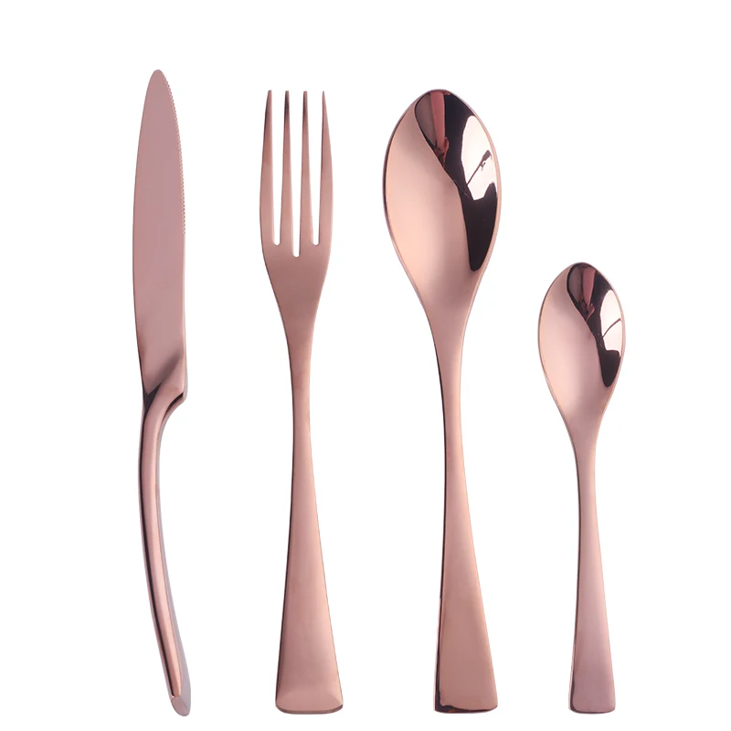 Rose Gold 32 pcs Набор столовых приборов Kaya 24 шт./лот, набор столовых приборов из нержавеющей стали черного цвета, набор столовых приборов с зеркальным покрытием, столовый нож, вилка, используемый для ресторана - Цвет: Rose Gold 32 pcs