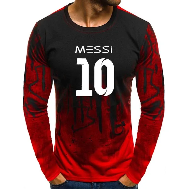 Новый мужской пуловер с круглым вырезом и градиентом Messi 10 принтом Повседневная