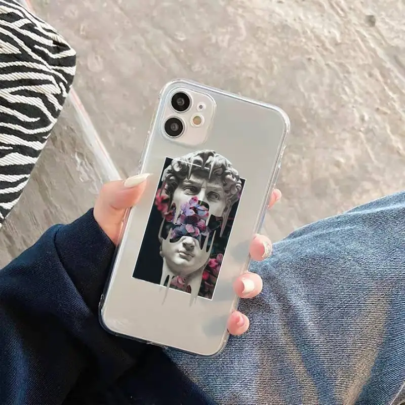 

Great Aesthetic David Mona Lisa Phone Case Transparent for Clear iPhone case 11 12 mini pro XS MAX 8 7 6 6S Plus X 5S 2020 XR