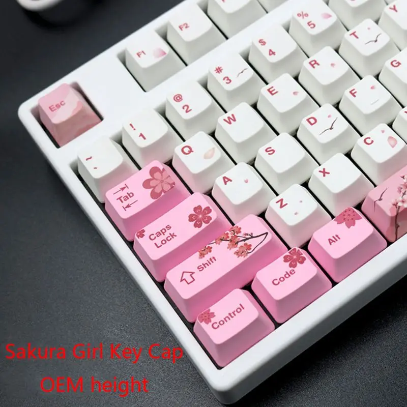 

1 Set Replaceable PBT 104 Pcs KeyCaps OEM Height Colorful Matching Key Cap for Mechanical Cherry MX Switch