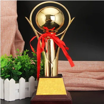 Gold Металлический футбольный трофей, позолоченный трофей для рукоделия, креативная сувенирная чаша, Спортивная награда, печатаемый и настраиваемый - Цвет: Gold