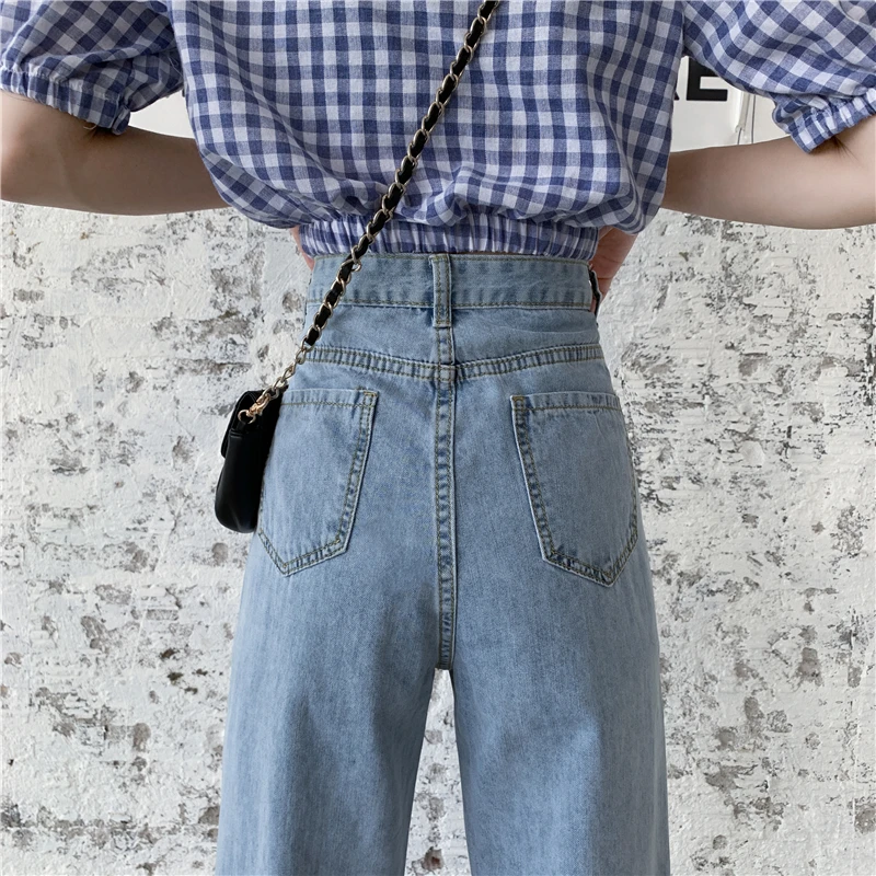 

Warm Plus Velvet Denim Trousers Vintage Wide Leg Pants Women Korean High Waist Casual Loose 2020 Autumn Winter Ladies Jeans