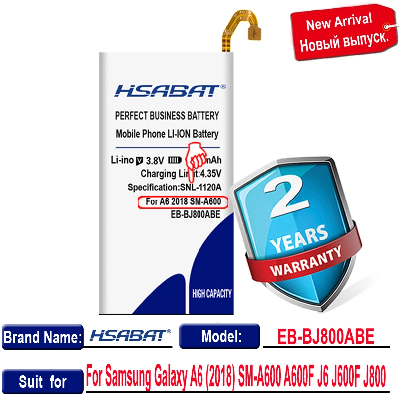 HSABAT 3800mAh EB-BJ800ABE аккумулятор для Samsung Galaxy A6 (2018) SM-A600 A600F J6 J600F J800 | Мобильные телефоны