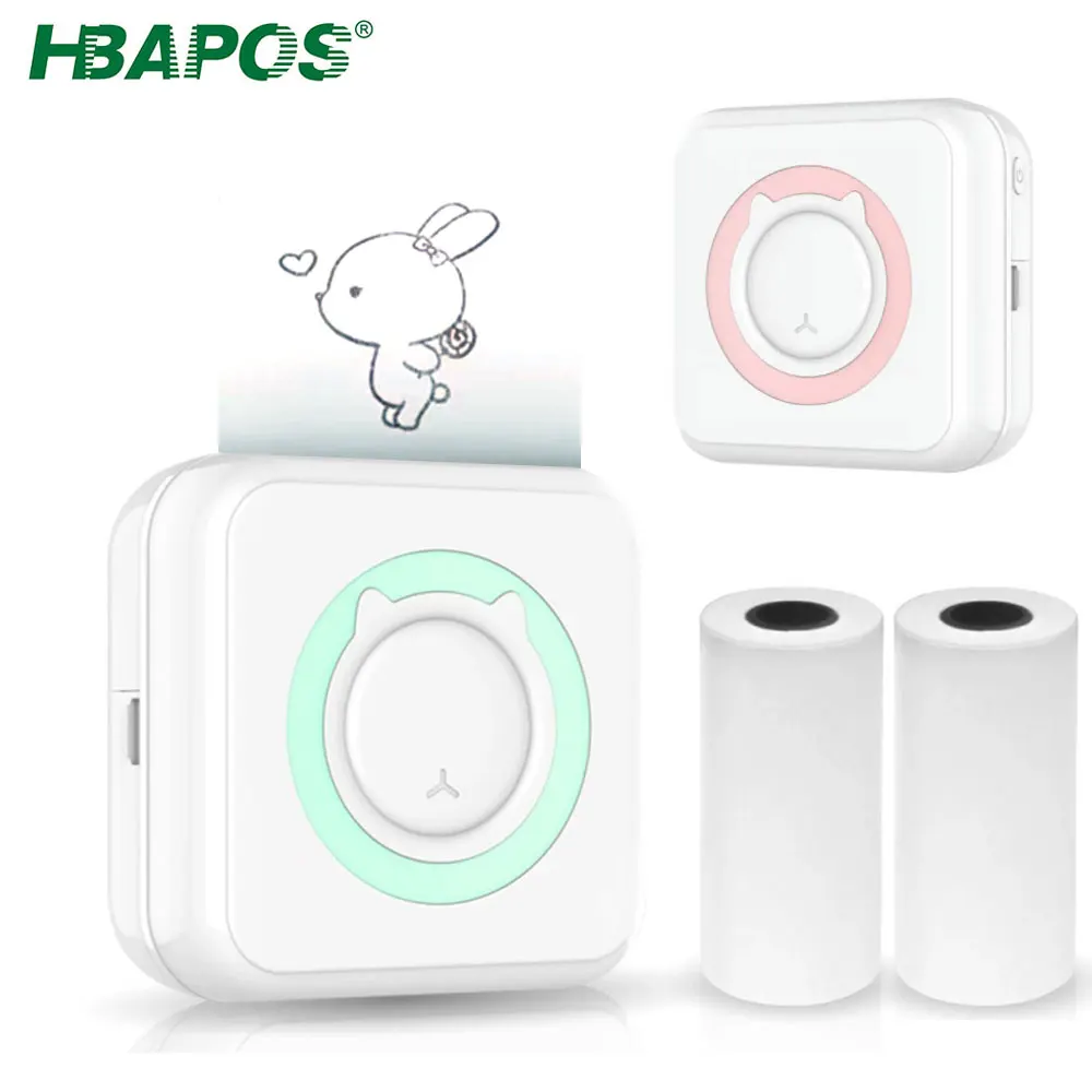 

Портативный карманный термопринтер HBAPOS, миниатюрный Bluetooth-принтер для фотографий, записей, напоминаний, беспроводной принтер для телефонов...
