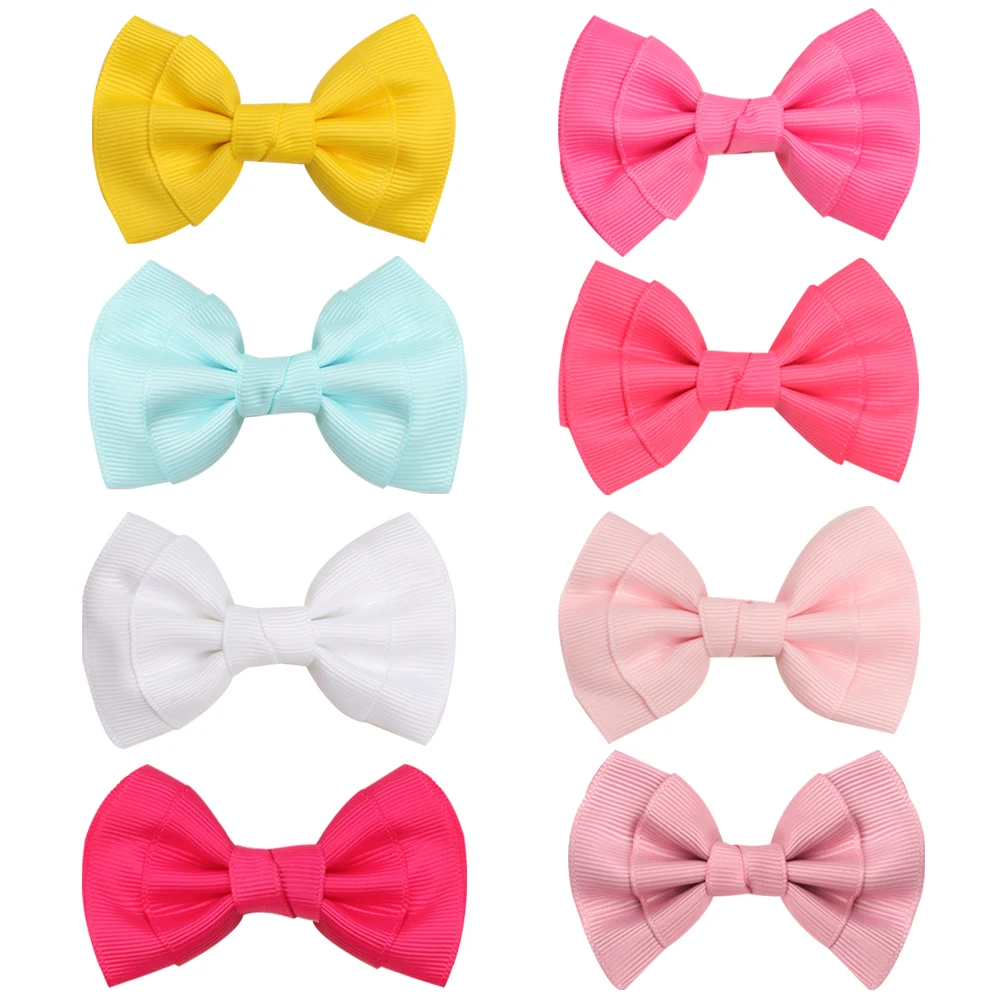 

ncmama 8Pcs/lot 3" Solid Color Cute Bows Hair Clip For Kids Girls Hairpins Grosgrain Ribbon Headwear Children Hair Accessories