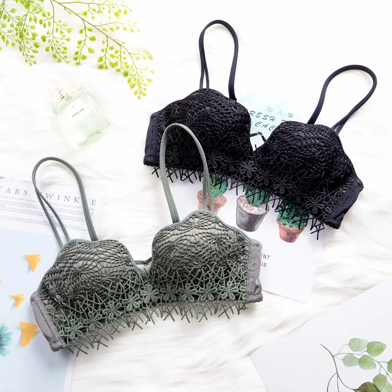 Новый Модный комплект с бюстгальтером вышивкой для девочек удобный мягкий и