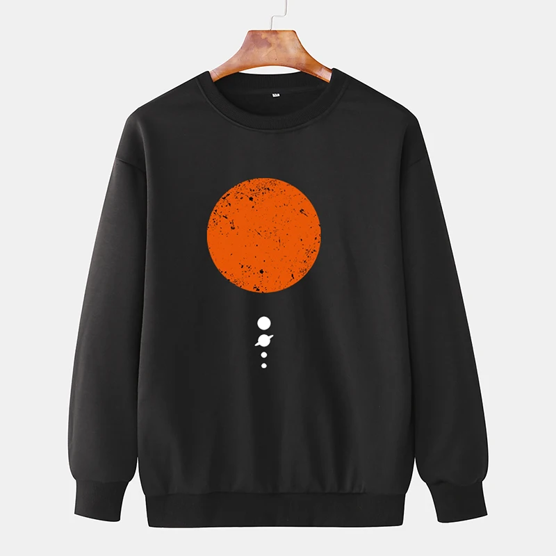 Новая оранжевая Толстовка с принтом солнца мужской тренд на осень и зиму модная