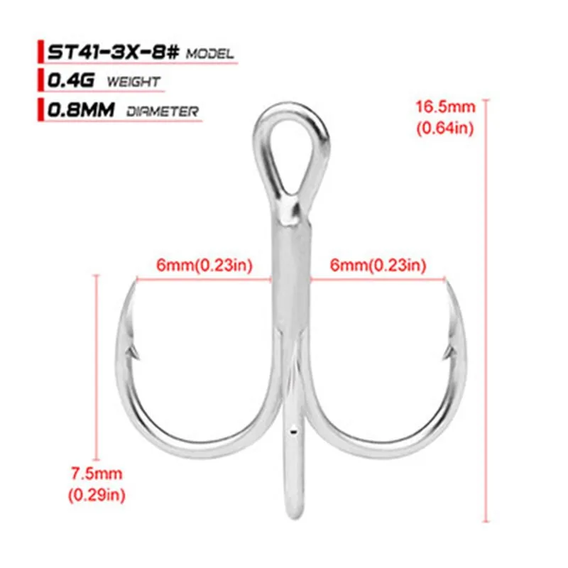 

20pcs 2/4/6/ 8/10# High Carbon Steel Point Treble Hook Sea Fishing Treble Hook Tackle Iscas Fish Tackle Tools Accessories Pesca