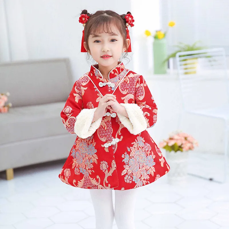 Детское платье Ципао для девочек Qipao Верхняя одежда блузки детское Новогоднее
