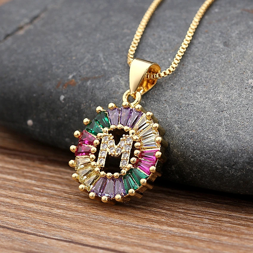 

26pcs/Lot A-Z Hot Sale Gold Color Initial Copper CZ Necklace Charm Letter Necklace Name Jewelry For Women Girls Best Party Gift