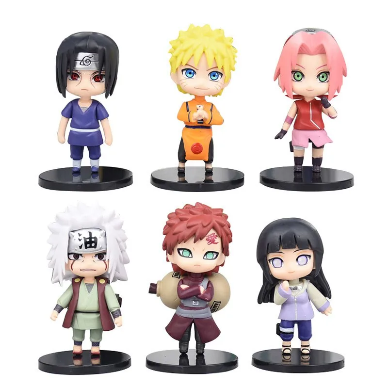 

6 Pcs/set Naruto Action Figure Q Version Naruto Sasuke Sakura Jiraya Hyuuga Gaara Model Toys For Children Collectible Gift Dolls