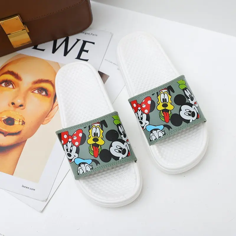 Сандалии и тапочки Disney для детей взрослых Нескользящие шлепанцы с мультяшным