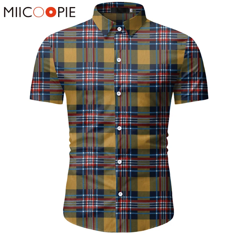 Рубашка мужская классическая в клетку блузка с коротким рукавом уличная одежда