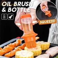 portable silicone oil brush bottle barbecue brush with storage cover sauce brush heat resistant baking tools pastry bbq outdoor