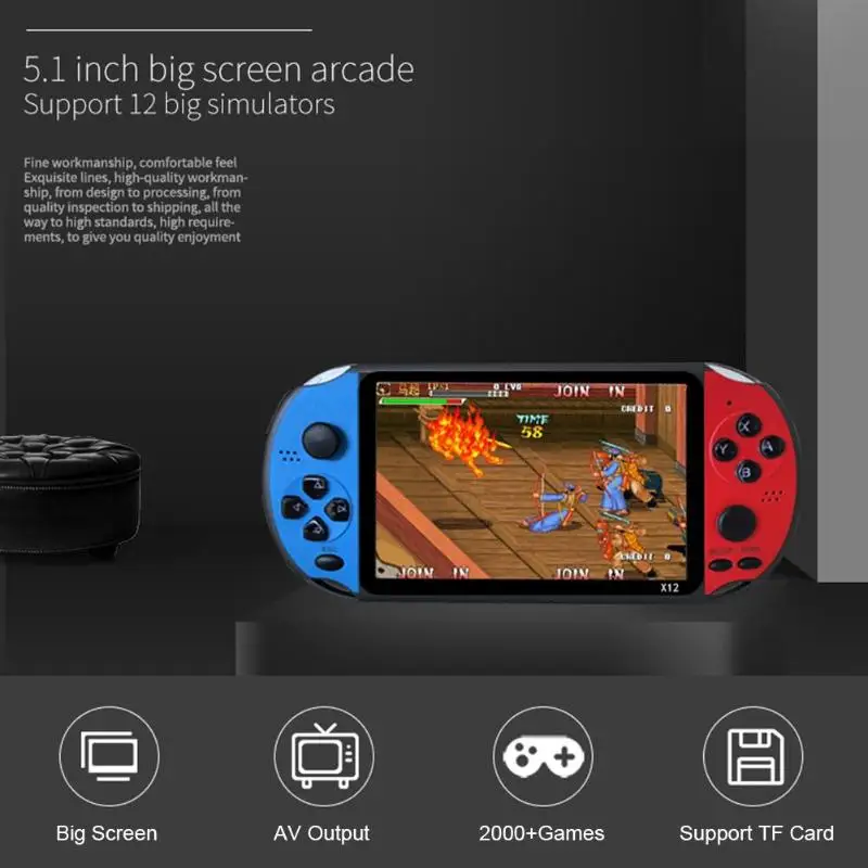 5,1 дюймов игровая консоль ручной 8 Гб Видео игровой плеер Встроенный 2000 игр поддержка 32G TF карта для psp игровая консоль плеер