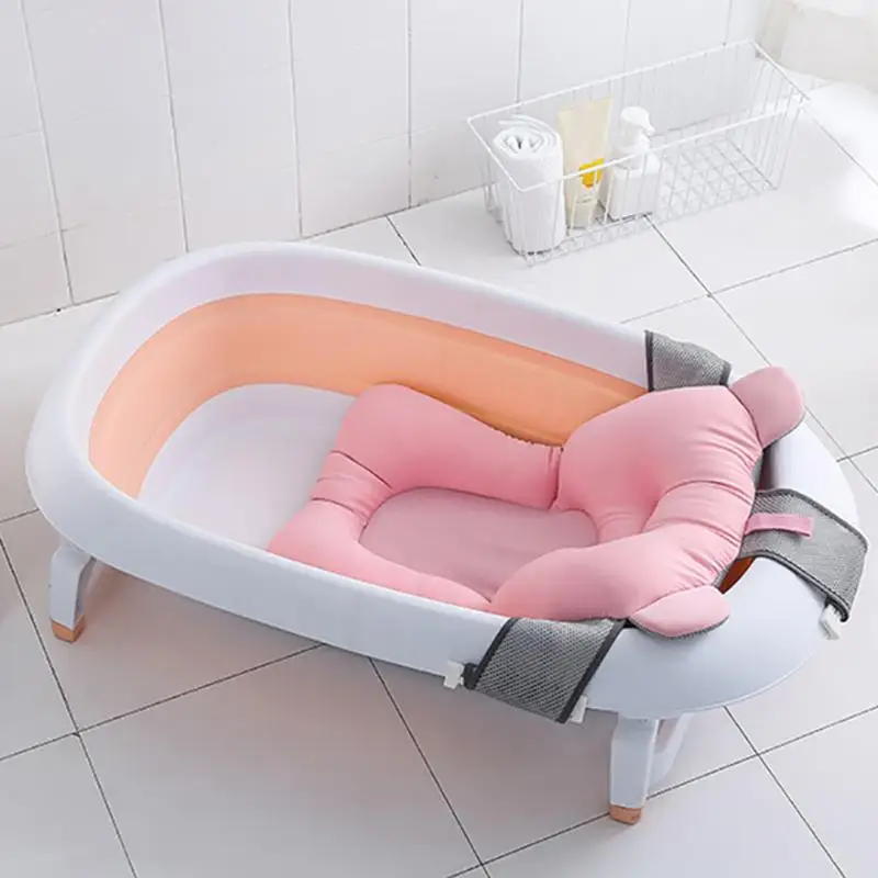 Baby Shower Bath Tub Pad Non-Slip Bathtub Seat Support Mat Newborn Safety Security Cushion Foldable Soft Pillow | Мать и ребенок