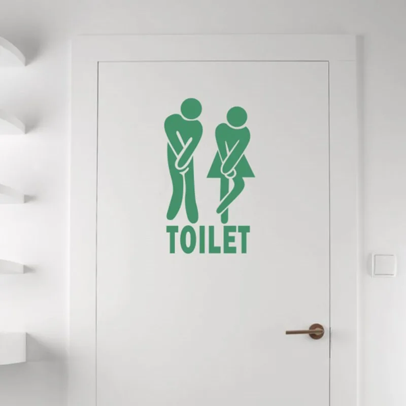 

New Hot Sale Man&Woman Removable Cute Man Woman WC Washroom Toilet Sticker Family DIY Decor Free shipping