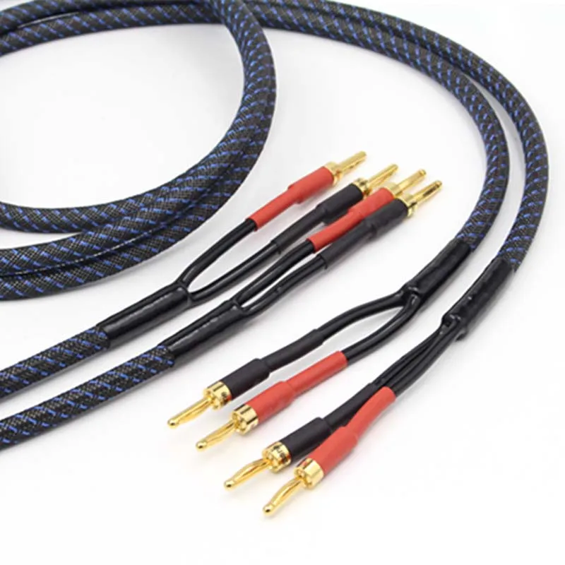 HIFI speaker cables banana plug 2 to connector Audio Amplifier CD DVD player Speaker cable | Электроника