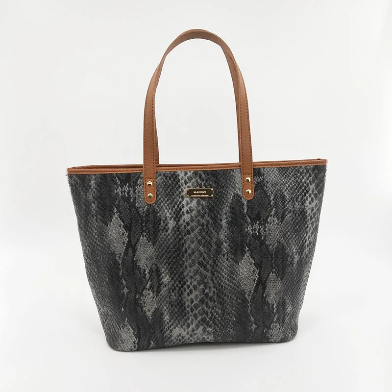 

FOSIZZO Women Bags Large Tote Bag Waterproof University Bag Shopper PU Leather Shoulder Bag Serpentine Handbags FS5354