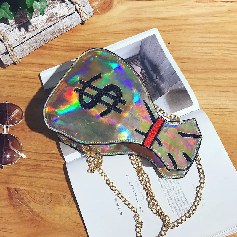 

HOT Party Day Casual Pack Ladies Designer Money Hand Bag Shinning PU Laser Dollar Women Hand Bags Women Crossbody Bag SA009
