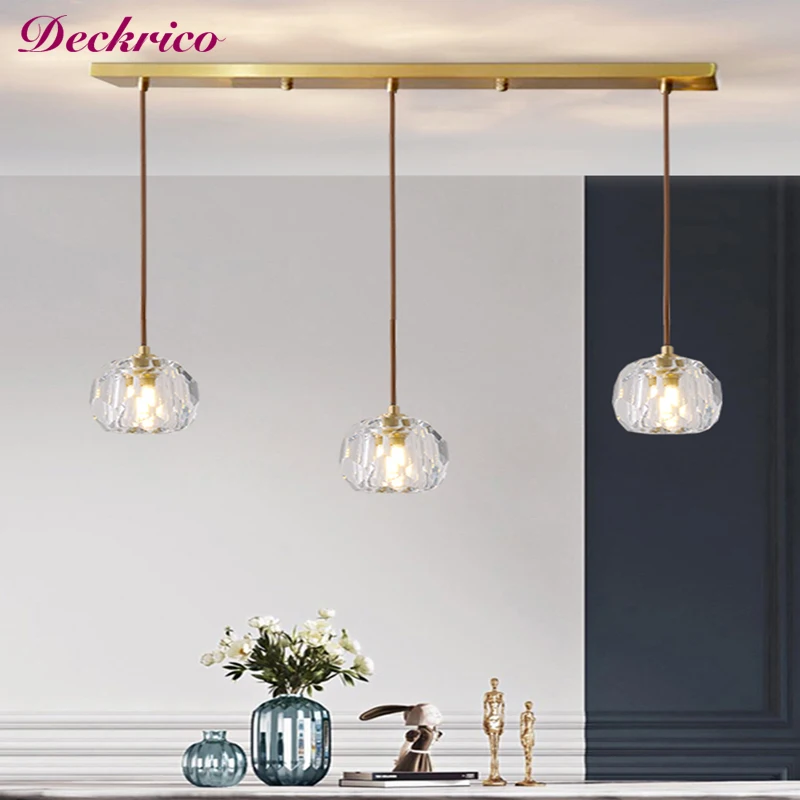 

Crystal Copper Fixture Dining Chandelier New Modern Minimalist Designer Room Lamp Dining Table Bar Coffee Shop Lamp Pendant