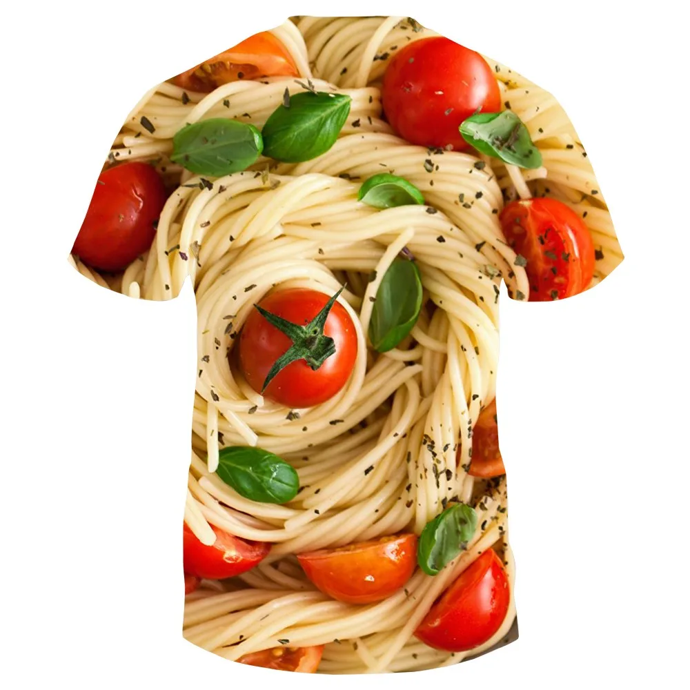

2021 New men's funny T-shirt 3D food Burger Fries Pizza Hot dog Noodles print Personalized shirt popular O-Neck funny tops