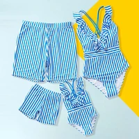 beach family matching swimsuits striped mother daughter swimwear mommy and me bikini dresses clothes father son swimming shorts