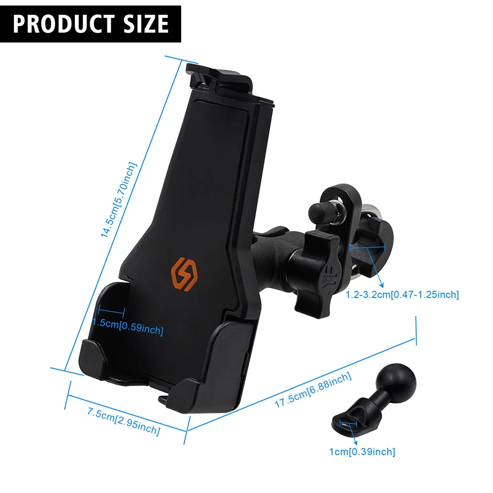 

Motorcycle Phone Mount Holder Handlebar Mirror Double Socket Arm Stand Bracket for Smartphone ATV Snowmobile Electric Bike