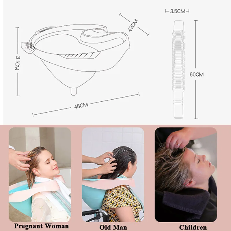 Мягкая портативная раковина для шампуня медицинская легко сидячая мытья волос