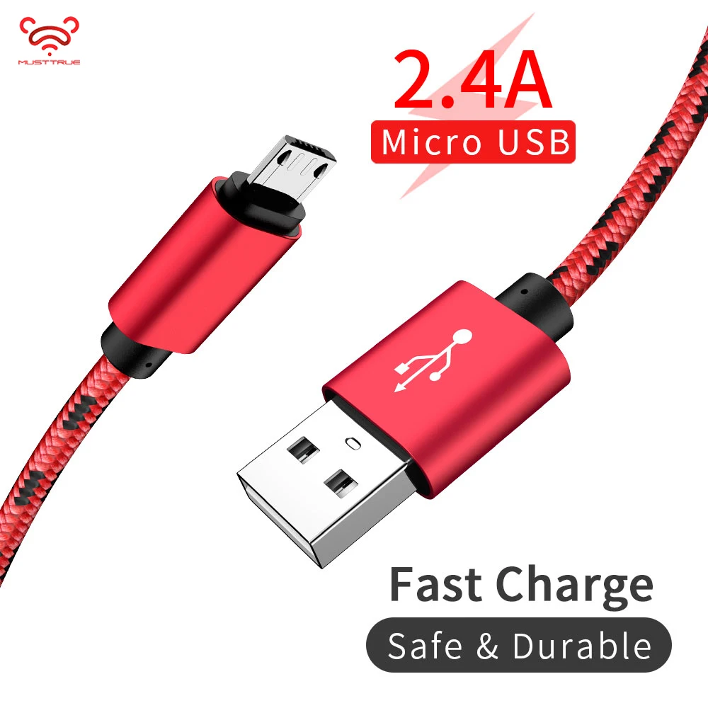 Micro USB кабель MUSTTRUE 2.4A быстрое зарядное устройство microUSB провод линия для Huawei Xiaomi