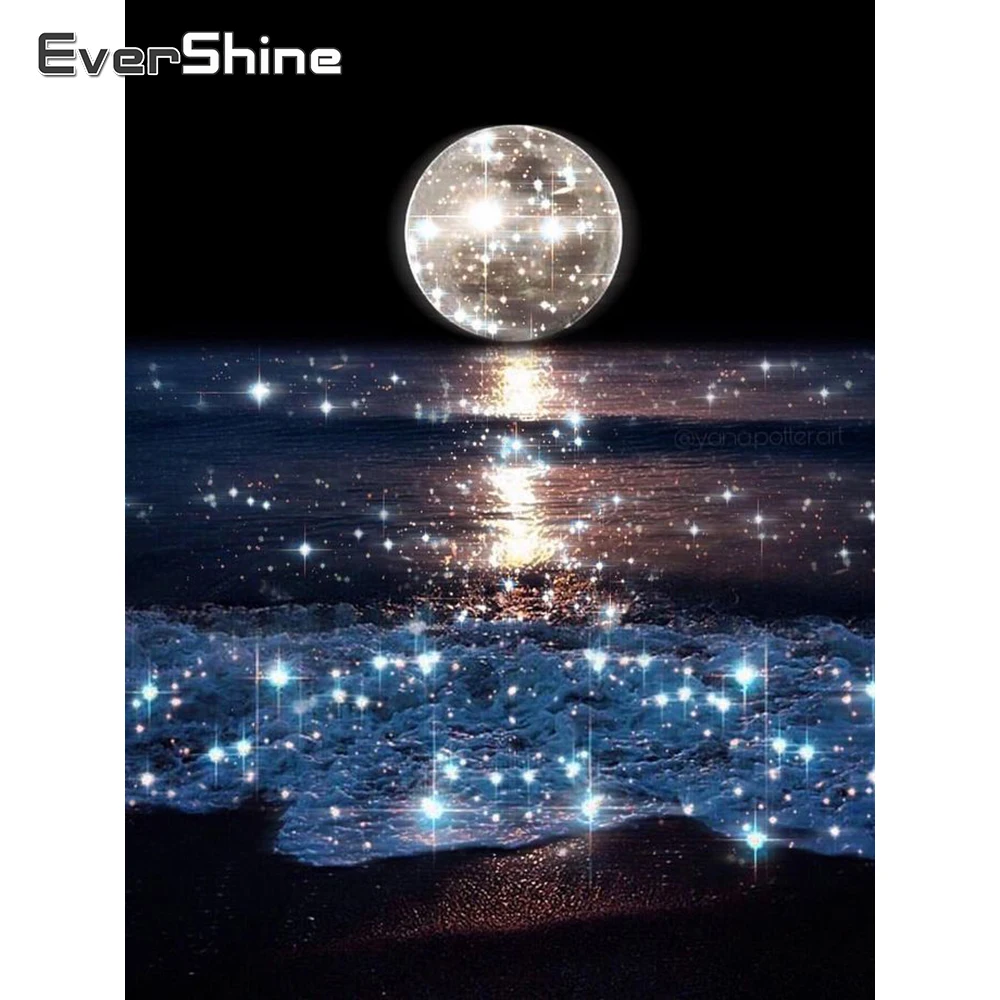 

EverShine полноразмерная алмазная живопись, луна, ландшафт, фотография у моря, стразы, мозаика, настенное искусство