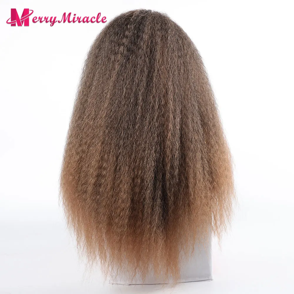Long Kinky Curly Ombre Color Synthetic Wigs for Black Women Black Blonde Ginger White Hair Afro Kinky Curly Synthetic Hair Wigs