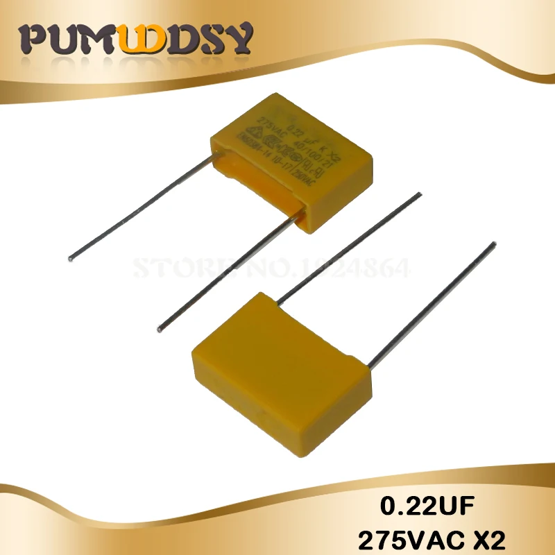 10 шт. 220nF конденсатор X2 275VAC 220NF шаг 15 мм полипропиленовый пленочный